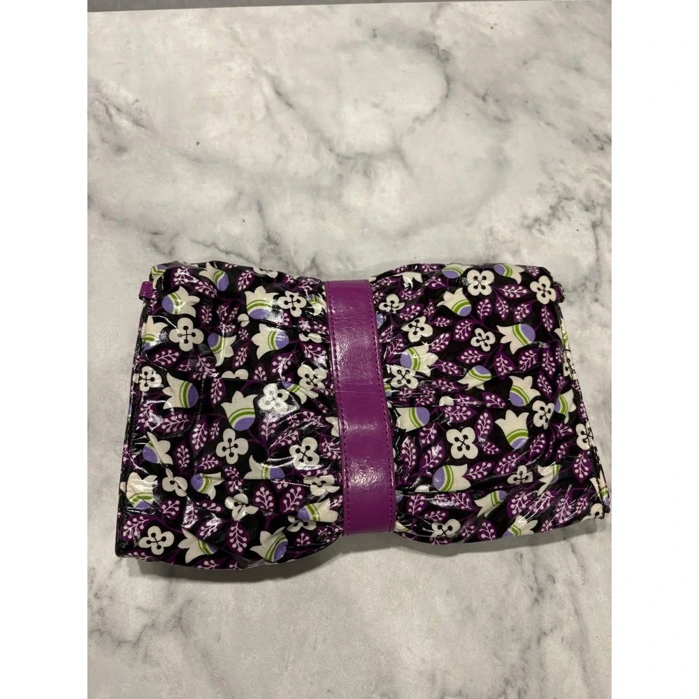 Vera Bradley Frill Concert Clutch/Crossbody/Wrist Bag PURPLE PLUM PETALS Pattern